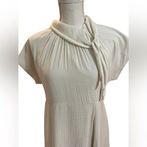 Gal Meets Glam Ivory Aimee Checkered Satin Neck Tie Fit &‎ Flare Midi Dress 4